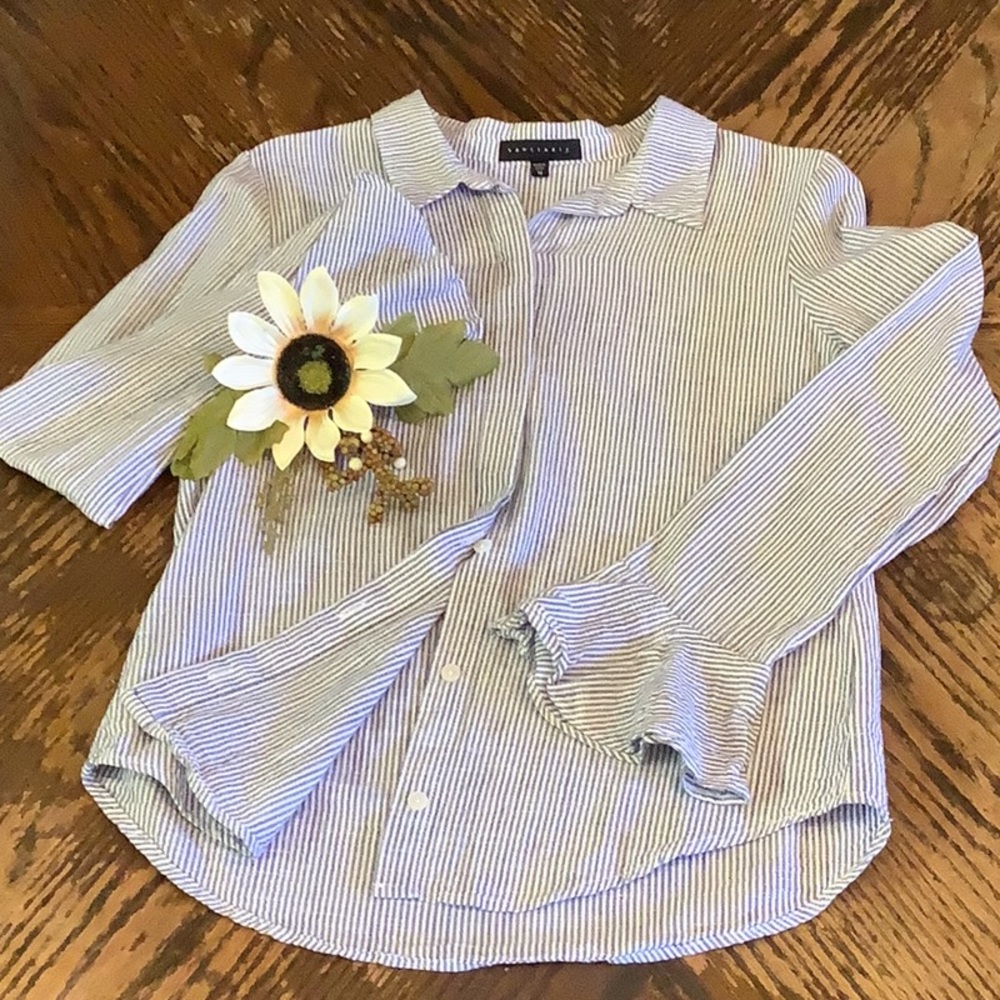 B8 Sanctuary - Pin Striped, Flare Cuff, Blouse